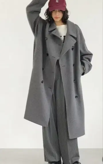 렙심 울리테크 더블 롱 코트 탑 그레이