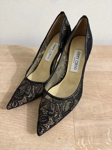 JIMMY CHOO 블랙 레이스 하이힐 펌프스