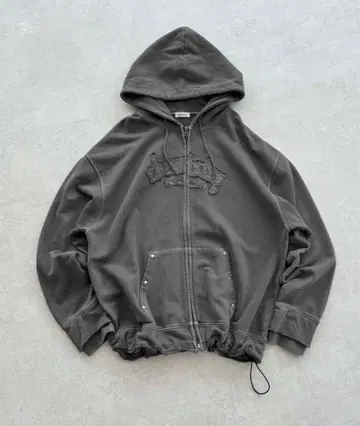 그레이 프론트 지퍼 후드티