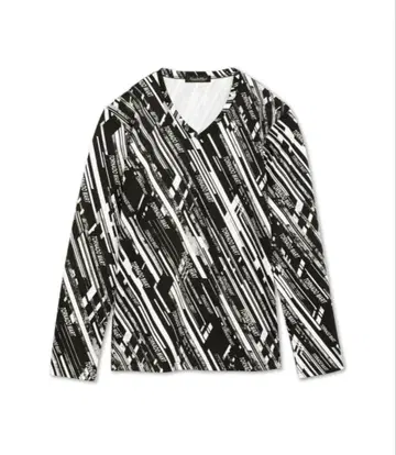 TORNADO MART 로고 스트라이프 V넥 티셔츠