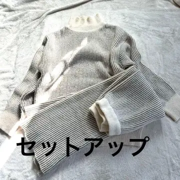 ANGIE VINTAGE by meg 배색 리브 니트 스커트 셋업