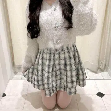 evelyn 트위드 더블 플레어 스커트