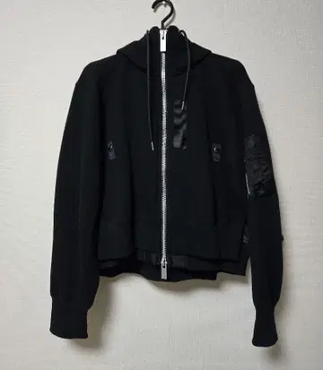 sacai 사카이 스펀지 맨투맨 집업 후디 블랙