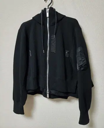 sacai 사카이 스펀지 맨투맨 집업 후디 블랙