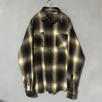 옴브레 체크 셔츠 섀도우 체크 브라운 체크 플란넬 셔츠 긴팔