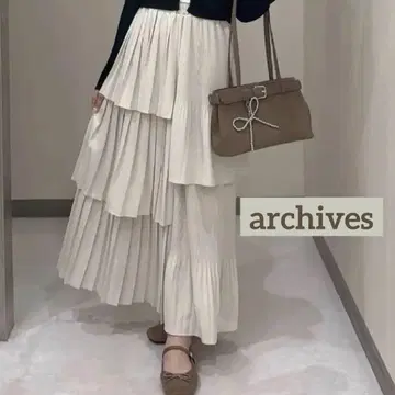 archives 플리츠 캉캉 스커트 비대칭 스커트 롱 기장