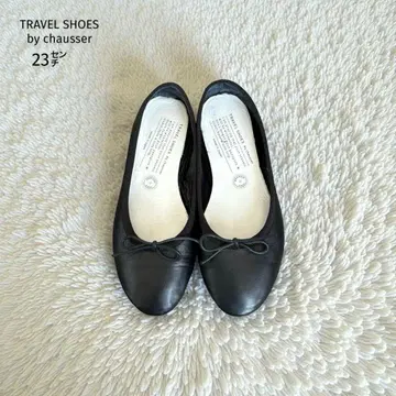 트래블 슈즈 쇼세 플랫슈즈 (23cm) 발레 슈즈 고품질 블랙