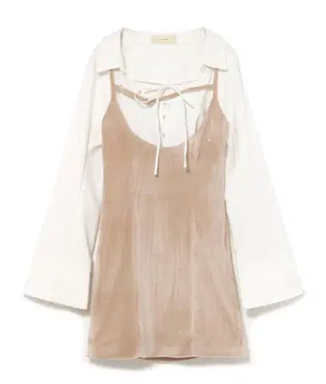 andmary 베티 벨루어 미니 드레스 베이지