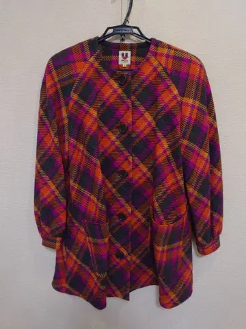 BALLY 체크 무늬 하프 코트 스톨 포함