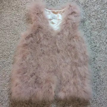 핑크 퍼 베스트 터키 페더