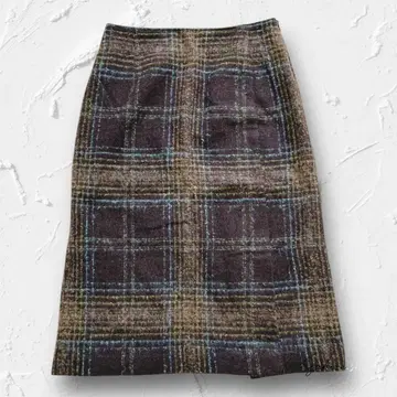 Y5605 [지그 인터내셔널] 체크 무늬 타이트 스커트 종아리 기장 M