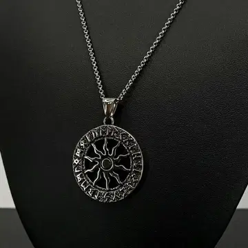 빈티지 실버 바이킹 룬 목걸이 펜던트