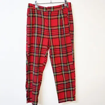 펑크 스타일 타탄 체크 팬츠 밴딩 락 고딕