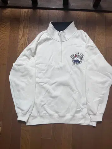 RED CAP GIRL 하프 지퍼 풀오버 화이트 L