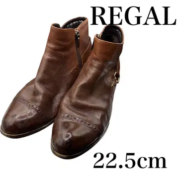 REGAL 리갈 가죽 지퍼 부츠 22.5 사이드 지퍼 브라운