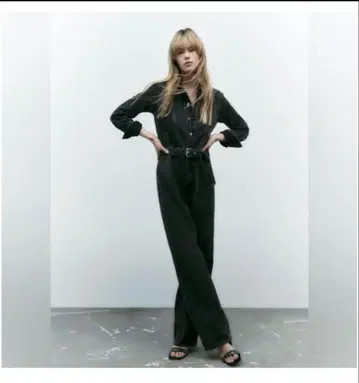 ZARA 점프수트 다크 그레이 데님 올인원 작업복