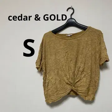 cedar & GOLD [ S ] 머스타드 스트라이프 크롭 T셔츠