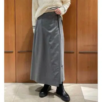 MACPHEE 스트레치 트로피컬 랩스커트 울 그레이