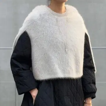 비어즐리 BEARDSLEY 퍼 니트 판초 그레이