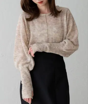 소매 볼륨 시어 니트 풀오버 raffime