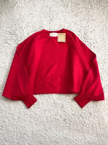 택 포함 새상품 비어즐리 돌먼 숏 풀오버 빨간색 크롭 F