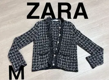 ZARA 니트 가디건 M 블랙&화이트 트위드