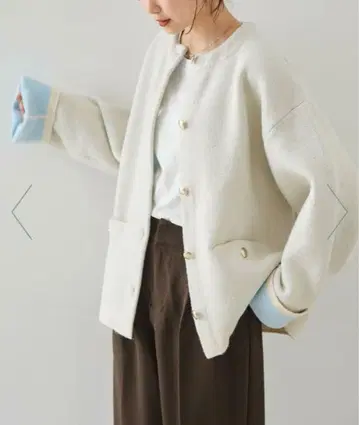 [새상품] RANAN 골드 버튼 안감 배색 니트 가디건