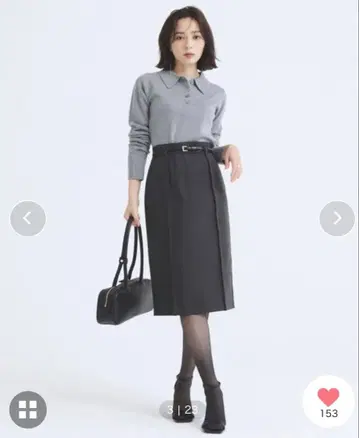 anuans 핀턱 미디 타이트 스커트