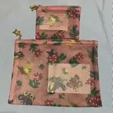 하이디 전사 프린트 페이 메쉬 파우치 2세트 핑크 S와 L