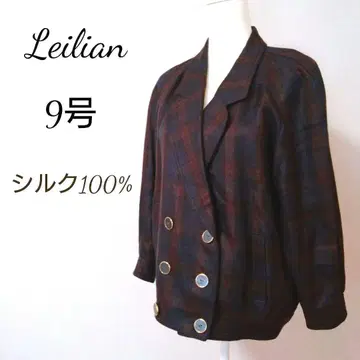 Leilian 실크 100% 체크 무늬 M 테일러드 자켓 레리안