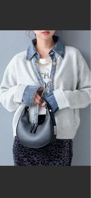 데님 카라 부착 가디건 도킹 니트 가디건