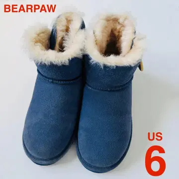 BEARPAW 어그 부츠 US6 네이비 보아 속기모 여성용
