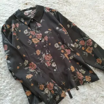 Lois CRAYON 블라우스 뒷 리본 꽃무늬 긴팔 M 사이즈