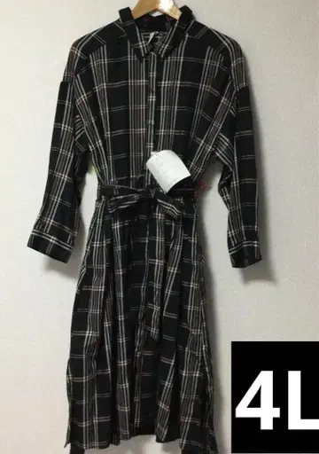 새상품 빅 사이즈 4L 루즈핏 체크 원피스