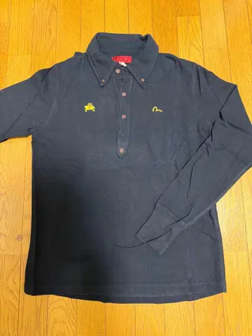 새상품급 YAMANE 네이비 긴팔 피케 셔츠 EVISU 에비수