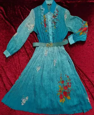 Vintage 프릴 셔츠 롱 원피스 쇼와 레트로 귀족집