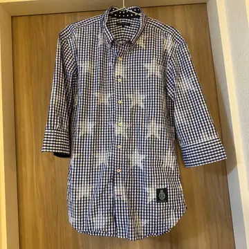 당일 발송 길드 프라임 스타 체크 셔츠 네이비 x 화이트 사이즈 2