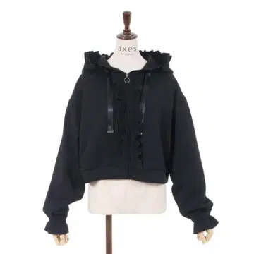 axes femme 숏 기장 프릴 후드티 프리 사이즈 블랙