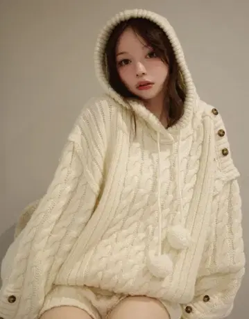 andmary Yara cable knit set up ivory