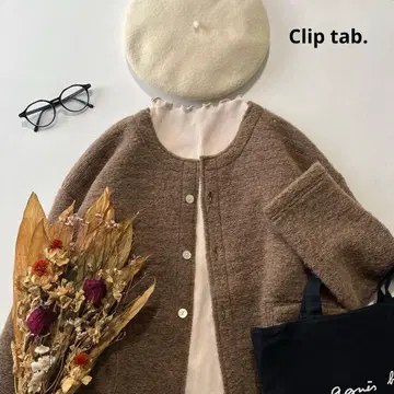 b1611* 클립탭 울 혼방 노카라 자켓