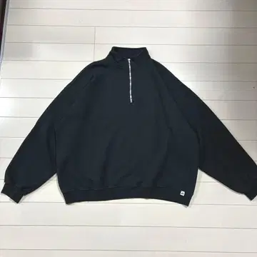 구제 00s 러셀 애슬레틱 하프 지퍼 무지 맨투맨 블랙 XXL