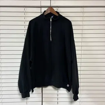 구제 00s 러셀 애슬레틱 하프 지퍼 무지 맨투맨 블랙 XXL