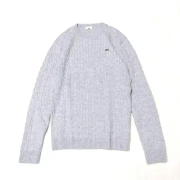 라코스테 케이블 니트 크루넥 울 100% 라이트 그레이 사이즈 4