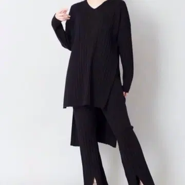 오즈모시스 백 롱 니트 풀오버 블랙