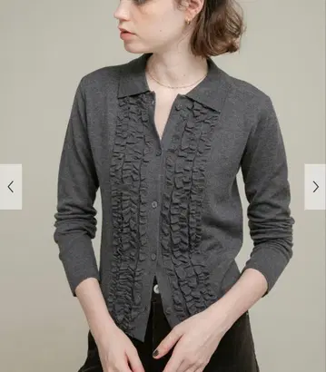 택 포함 새상품 실크 혼방 프릴 니트 셔츠 Sonny Label