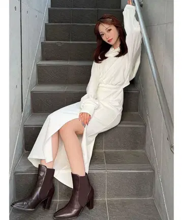 RESEXXY 리젝시 맨투맨 후디 원피스 화이트