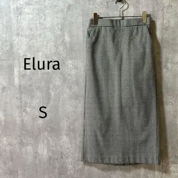 [ Elura ] 하운드투스 종아리 기장 타이트 스커트 S 그린 계열