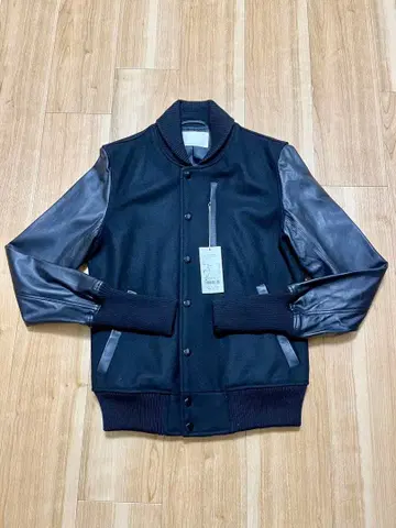 멜톤/램 가죽 바시티 자켓