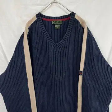 00s y2k 에디 바우어 eddie bauer V넥 리브 니트