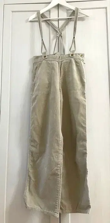 [ something ] 베이지 코듀로이 와이드 팬츠 서스펜더 포함